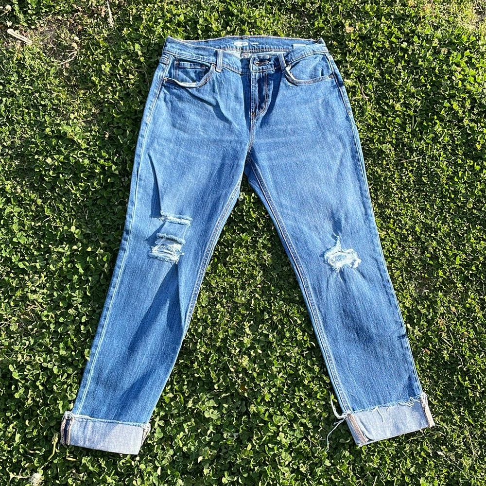 Old Navy Boyfriend Jeans Lightly Distressed Straight Leg
